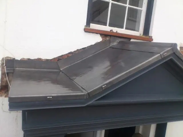 Lead-covered canopy over a front door